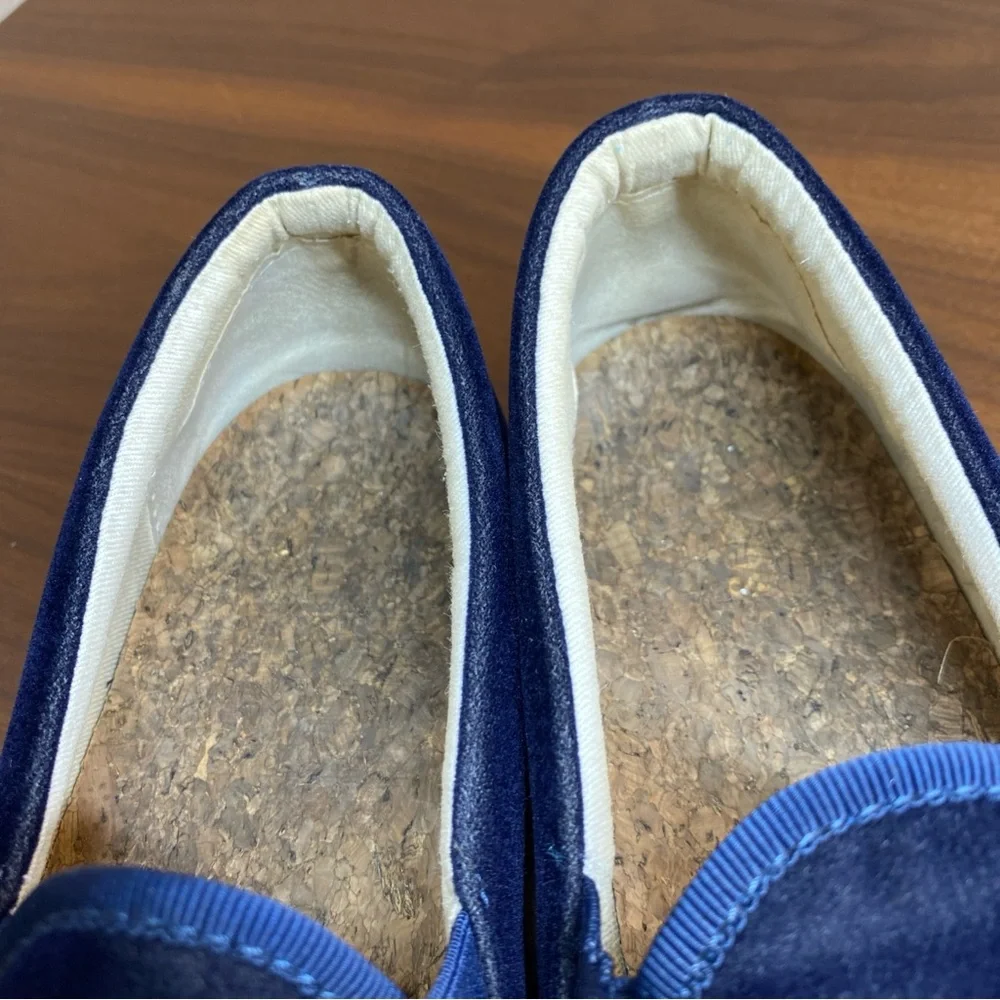 Soludos Velvet Llama Round Toe Slip On Sneakers‎ Navy Blue Women's Size US 8.5